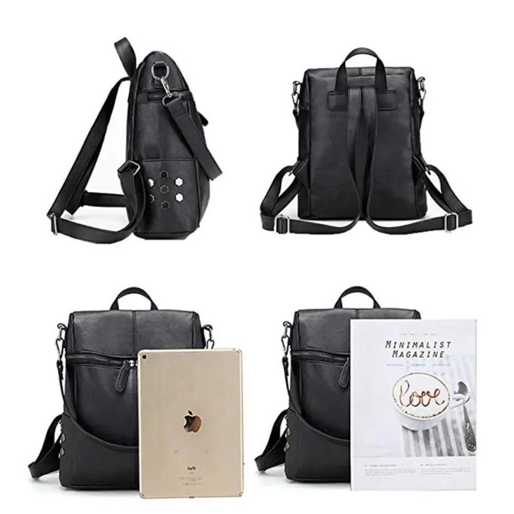NEW HEMPSHIRE Vegan Leather Convertible Commuter Backpack‎